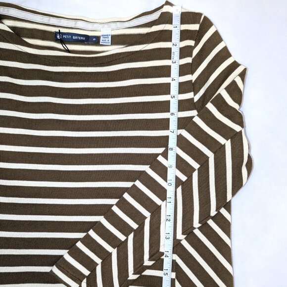 Petit Bateau | 3/4 Length Sleeve Cotton Dress French Minimalist Stripes | Small - Picture 13 of 15